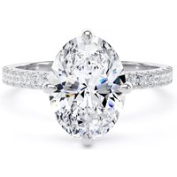 Platinum Compass Set 2.70cttw Oval Lab Grown Diamond Set Shoulder Solitaire Engagement Ring - Ring Size M.5