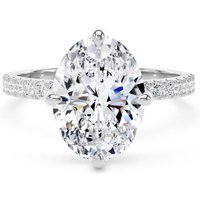 Platinum Compass Set 3.25cttw Oval Lab Grown Diamond Set Shoulder Solitaire Engagement Ring - Ring Size S