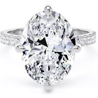 Platinum Compass Set 5.25cttw Oval Lab Grown Diamond Set Shoulder Solitaire Engagement Ring - Ring Size I.5