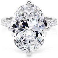 Platinum Compass Set 7.25cttw Oval Lab Grown Diamond Set Shoulder Solitaire Engagement Ring - Ring Size F.5