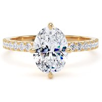 18ct Yellow Gold Compass Set 1.70cttw Oval Lab Grown Diamond Set Shoulder Solitaire Engagement Ring - Ring Size N.5
