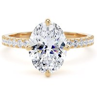 18ct Yellow Gold Compass Set 2.20cttw Oval Lab Grown Diamond Set Shoulder Solitaire Engagement Ring - Ring Size Z