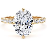 18ct Yellow Gold Compass Set 2.70cttw Oval Lab Grown Diamond Set Shoulder Solitaire Engagement Ring - Ring Size G.5