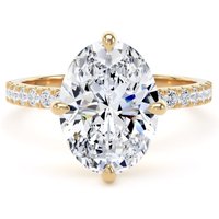 18ct Yellow Gold Compass Set 3.25cttw Oval Lab Grown Diamond Set Shoulder Solitaire Engagement Ring - Ring Size G