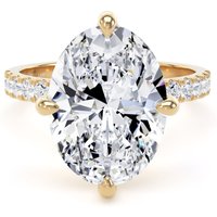 18ct Yellow Gold Compass Set 5.25cttw Oval Lab Grown Diamond Set Shoulder Solitaire Engagement Ring - Ring Size L