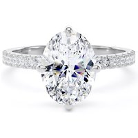 18ct White Gold Compass Set 2.20cttw Oval Lab Grown Diamond Set Shoulder Solitaire Engagement Ring - Ring Size H