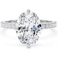 18ct White Gold Compass Set 2.70cttw Oval Lab Grown Diamond Set Shoulder Solitaire Engagement Ring - Ring Size N.5