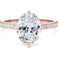 18ct Rose Gold Compass Set 2.20cttw Oval Lab Grown Diamond Set Shoulder Solitaire Engagement Ring - Ring Size F.5