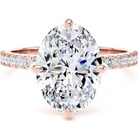 18ct Rose Gold Compass Set 3.25cttw Oval Lab Grown Diamond Set Shoulder Solitaire Engagement Ring - Ring Size Y