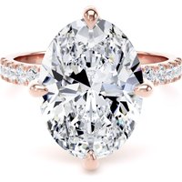 18ct Rose Gold Compass Set 5.25cttw Oval Lab Grown Diamond Set Shoulder Solitaire Engagement Ring - Ring Size G.5