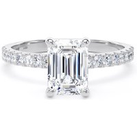 Platinum 1.70cttw Emerald Cut Lab Grown Diamond Set Shoulder Solitaire Engagement Ring - Ring Size Q.5