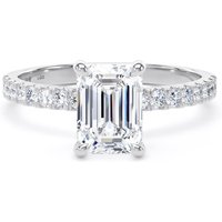 18ct White Gold 1.70cttw Emerald Cut Lab Grown Diamond Set Shoulder Solitaire Engagement Ring - Ring Size M