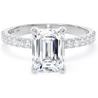 18ct White Gold 2.20cttw Emerald Cut Lab Grown Diamond Set Shoulder Solitaire Engagement Ring - Ring Size S.5