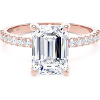 18ct Rose Gold 2.70cttw Emerald Cut Lab Grown Diamond Set Shoulder Solitaire Engagement Ring - Ring Size X