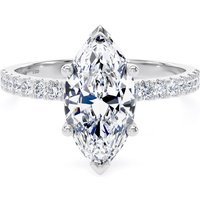 Platinum 2.20cttw Marquise Cut Lab Grown Diamond Set Shoulder Solitaire Engagement Ring - Ring Size I