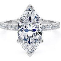 Platinum 3.25cttw Marquise Cut Lab Grown Diamond Set Shoulder Solitaire Engagement Ring - Ring Size K.5
