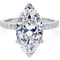 Platinum 4.25cttw Marquise Cut Lab Grown Diamond Set Shoulder Solitaire Engagement Ring - Ring Size M