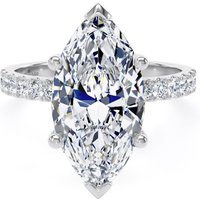 Platinum 5.25cttw Marquise Cut Lab Grown Diamond Set Shoulder Solitaire Engagement Ring - Ring Size L.5