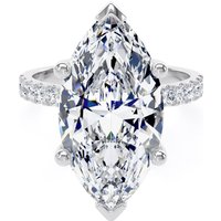 Platinum 7.25cttw Marquise Cut Lab Grown Diamond Set Shoulder Solitaire Engagement Ring - Ring Size K.5