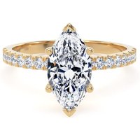 18ct Yellow Gold 1.70cttw Marquise Cut Lab Grown Diamond Set Shoulder Solitaire Engagement Ring - Ring Size Q.5