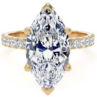 18ct Yellow Gold 5.25cttw Marquise Cut Lab Grown Diamond Set Shoulder Solitaire Engagement Ring - Ring Size L