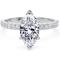 18ct White Gold 1.70cttw Marquise Cut Lab Grown Diamond Set Shoulder Solitaire Engagement Ring - Ring Size T