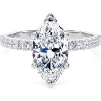 18ct White Gold 2.20cttw Marquise Cut Lab Grown Diamond Set Shoulder Solitaire Engagement Ring - Ring Size U.5