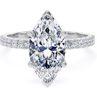 18ct White Gold 2.70cttw Marquise Cut Lab Grown Diamond Set Shoulder Solitaire Engagement Ring - Ring Size U.5