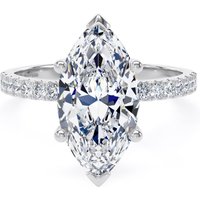 18ct White Gold 3.25cttw Marquise Cut Lab Grown Diamond Set Shoulder Solitaire Engagement Ring - Ring Size H
