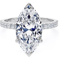 18ct White Gold 4.25cttw Marquise Cut Lab Grown Diamond Set Shoulder Solitaire Engagement Ring - Ring Size Q.5
