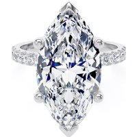 18ct White Gold 7.25cttw Marquise Cut Lab Grown Diamond Set Shoulder Solitaire Engagement Ring - Ring Size R.5