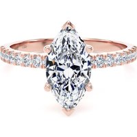18ct Rose Gold 1.70cttw Marquise Cut Lab Grown Diamond Set Shoulder Solitaire Engagement Ring - Ring Size N.5