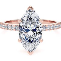 18ct Rose Gold 2.70cttw Marquise Cut Lab Grown Diamond Set Shoulder Solitaire Engagement Ring - Ring Size O.5