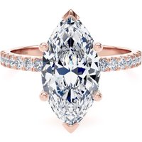 18ct Rose Gold 3.25cttw Marquise Cut Lab Grown Diamond Set Shoulder Solitaire Engagement Ring - Ring Size X.5