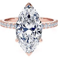 18ct Rose Gold 4.25cttw Marquise Cut Lab Grown Diamond Set Shoulder Solitaire Engagement Ring - Ring Size V.5