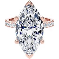 18ct Rose Gold 7.25cttw Marquise Cut Lab Grown Diamond Set Shoulder Solitaire Engagement Ring - Ring Size J