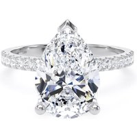 Platinum 3.25cttw Pear Cut Lab Grown Diamond Set Shoulder Solitaire Engagement Ring - Ring Size R