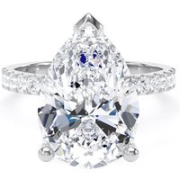 Platinum 5.25cttw Pear Cut Lab Grown Diamond Set Shoulder Solitaire Engagement Ring - Ring Size R