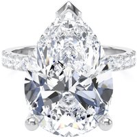 Platinum 7.25cttw Pear Cut Lab Grown Diamond Set Shoulder Solitaire Engagement Ring - Ring Size T.5