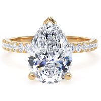 18ct Yellow Gold 2.70cttw Pear Cut Lab Grown Diamond Set Shoulder Solitaire Engagement Ring - Ring Size I.5