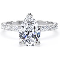 18ct White Gold 1.70cttw Pear Cut Lab Grown Diamond Set Shoulder Solitaire Engagement Ring - Ring Size R