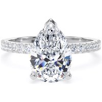 18ct White Gold 2.20cttw Pear Cut Lab Grown Diamond Set Shoulder Solitaire Engagement Ring - Ring Size U
