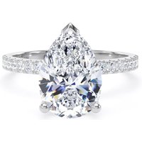 18ct White Gold 2.70cttw Pear Cut Lab Grown Diamond Set Shoulder Solitaire Engagement Ring - Ring Size K