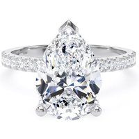 18ct White Gold 3.25cttw Pear Cut Lab Grown Diamond Set Shoulder Solitaire Engagement Ring - Ring Size Z