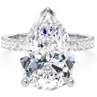 18ct White Gold 5.25cttw Pear Cut Lab Grown Diamond Set Shoulder Solitaire Engagement Ring - Ring Size U