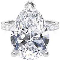 18ct White Gold 7.25cttw Pear Cut Lab Grown Diamond Set Shoulder Solitaire Engagement Ring - Ring Size K