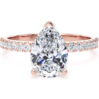 18ct Rose Gold 1.70cttw Pear Cut Lab Grown Diamond Set Shoulder Solitaire Engagement Ring - Ring Size I