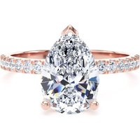 18ct Rose Gold 2.20cttw Pear Cut Lab Grown Diamond Set Shoulder Solitaire Engagement Ring - Ring Size W
