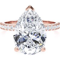 18ct Rose Gold 4.25cttw Pear Cut Lab Grown Diamond Set Shoulder Solitaire Engagement Ring - Ring Size I.5