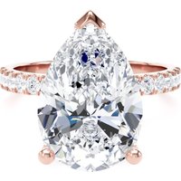 18ct Rose Gold 5.25cttw Pear Cut Lab Grown Diamond Set Shoulder Solitaire Engagement Ring - Ring Size T